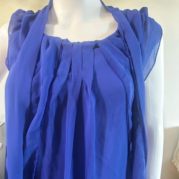 OASAP Elegant Blue Chiffon Dress with Bow Detail - Picture 9 of 10